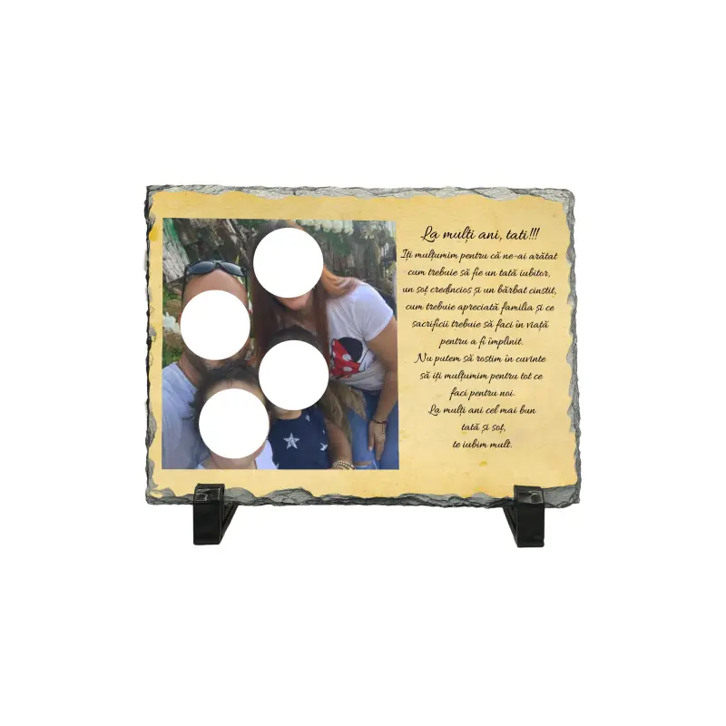 La multi ani tati, piatra ardezie personalizata, cu mesaj model, pap002